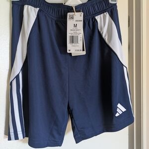 Adidas Women's Navy Blue and White Sports Shorts